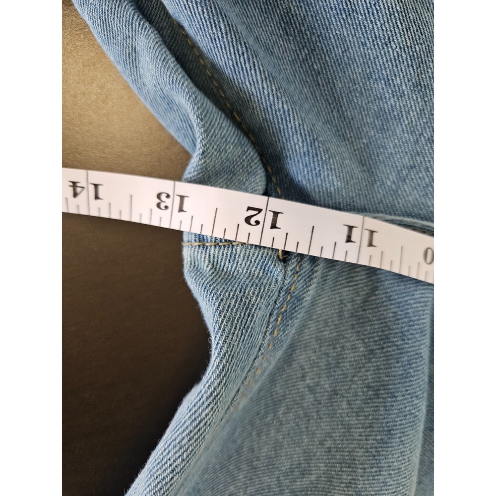 Womens Light Wash High Rise Straight Leg Jeans L Panel Seam Denim Y2k - Picture 7 of 8